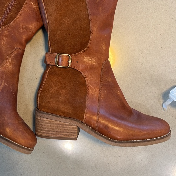 Lucky Brand 8.5 Leather Tall Brown Riding Boots Chestnut Knee High Worn 5x - Picture 2 of 7